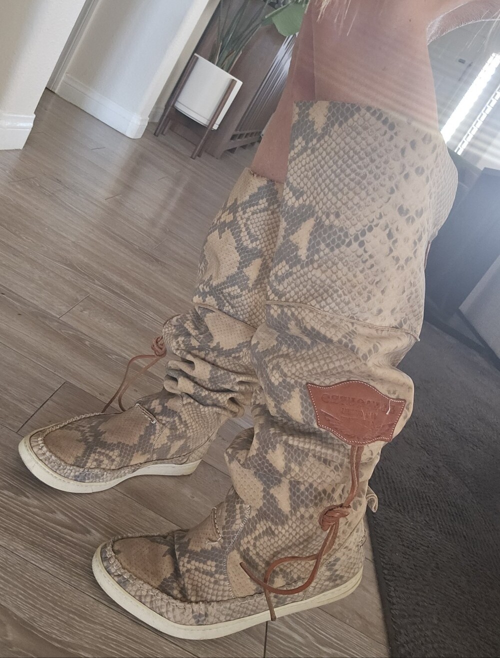 El Vaquero Snakeskin Leather Moccasin Boots
